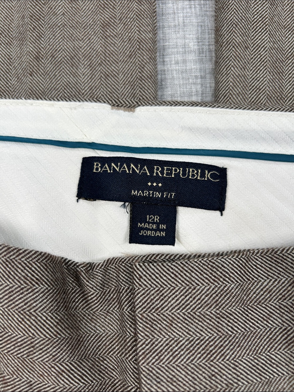 Banana Republic Martin Fit 12R Wool Herringbone Wide Leg Trouser Pants Brown - Picture 2 of 13